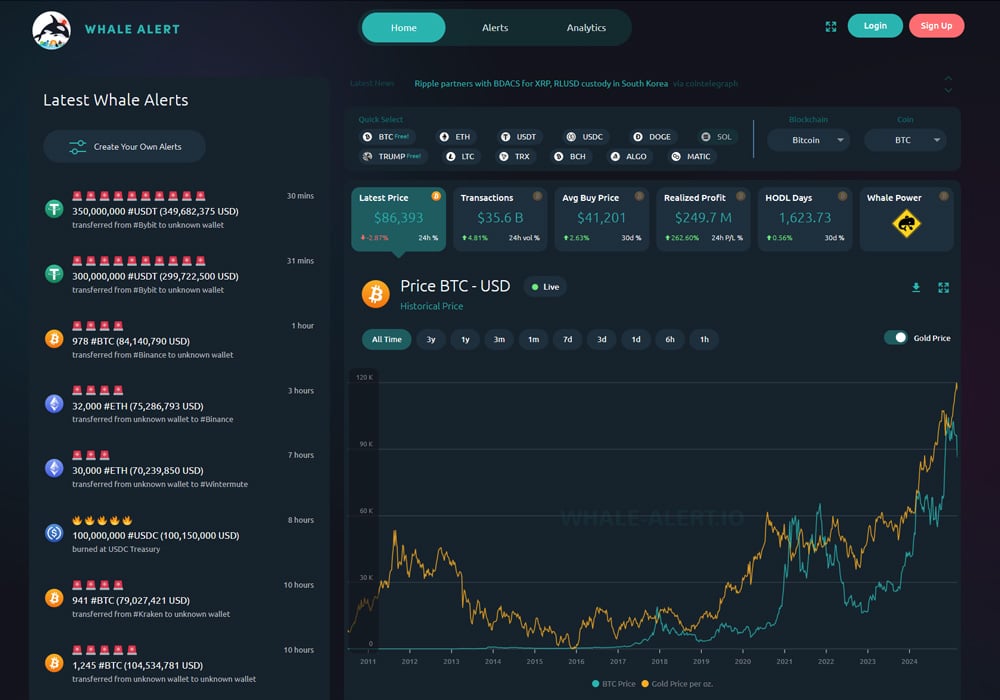 Follow Whale Alert for Big movements
