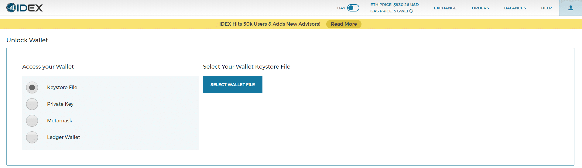IDEX wallets