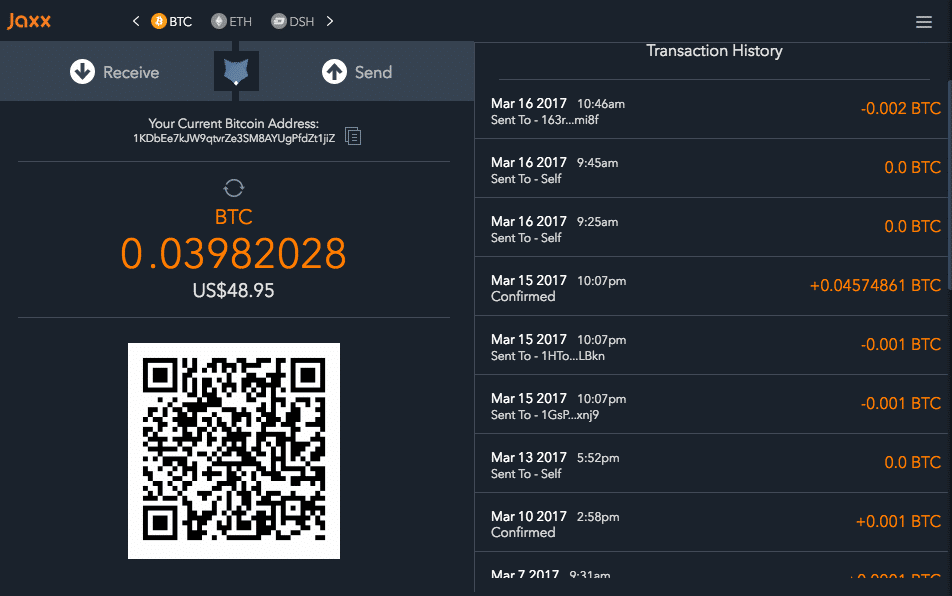 Jaxx Wallet Review User Interface