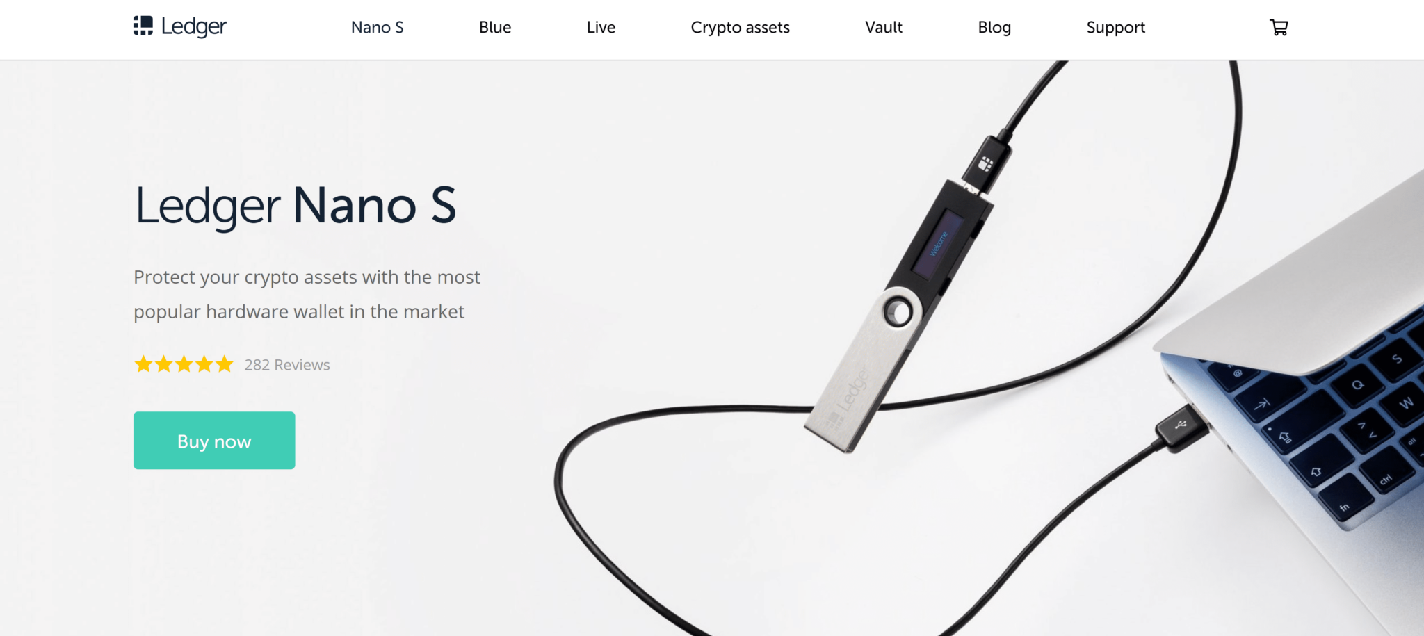 TREZOR vs Ledger: Screencap from the ledger website showcases their top-selling hardware wallet