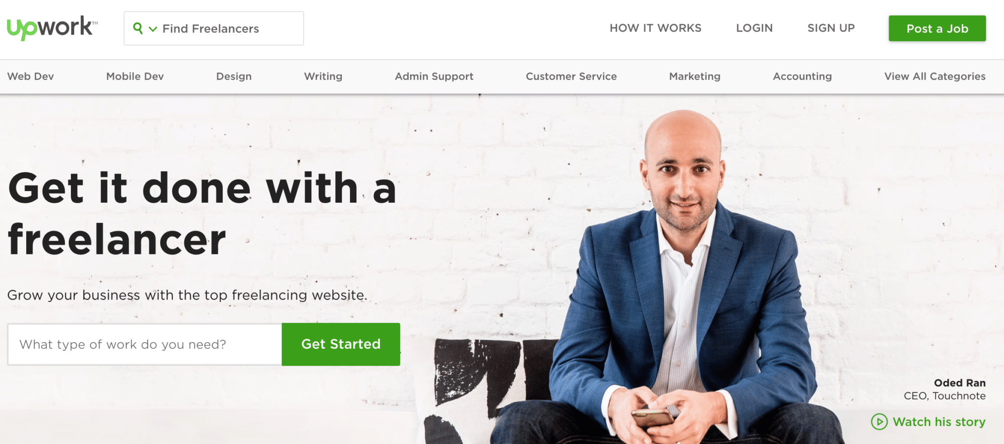 Upwork home page