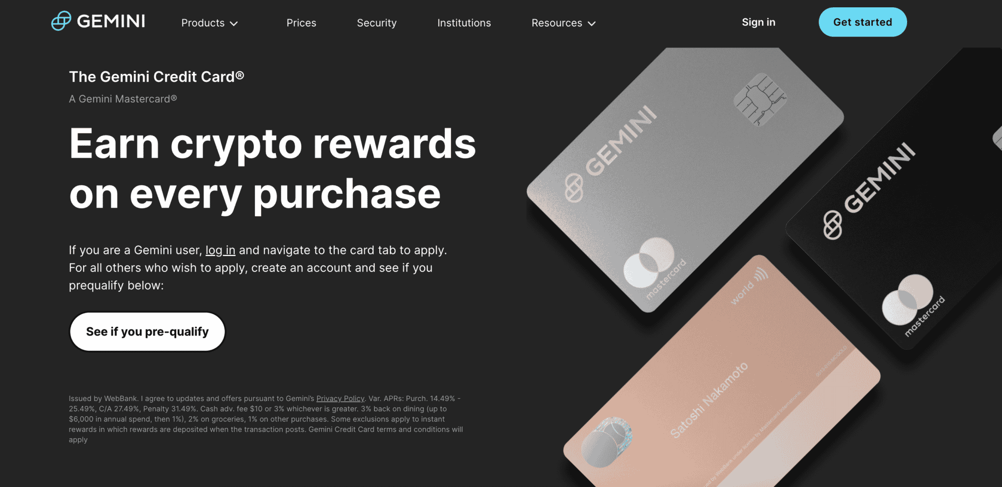 Gemini Crypto Credit Card