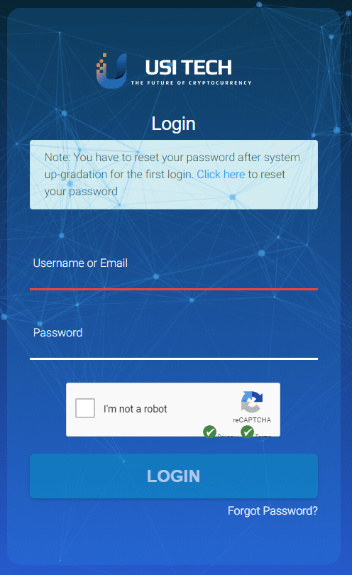 screenshot of USI Tech homepage (from November 2018)